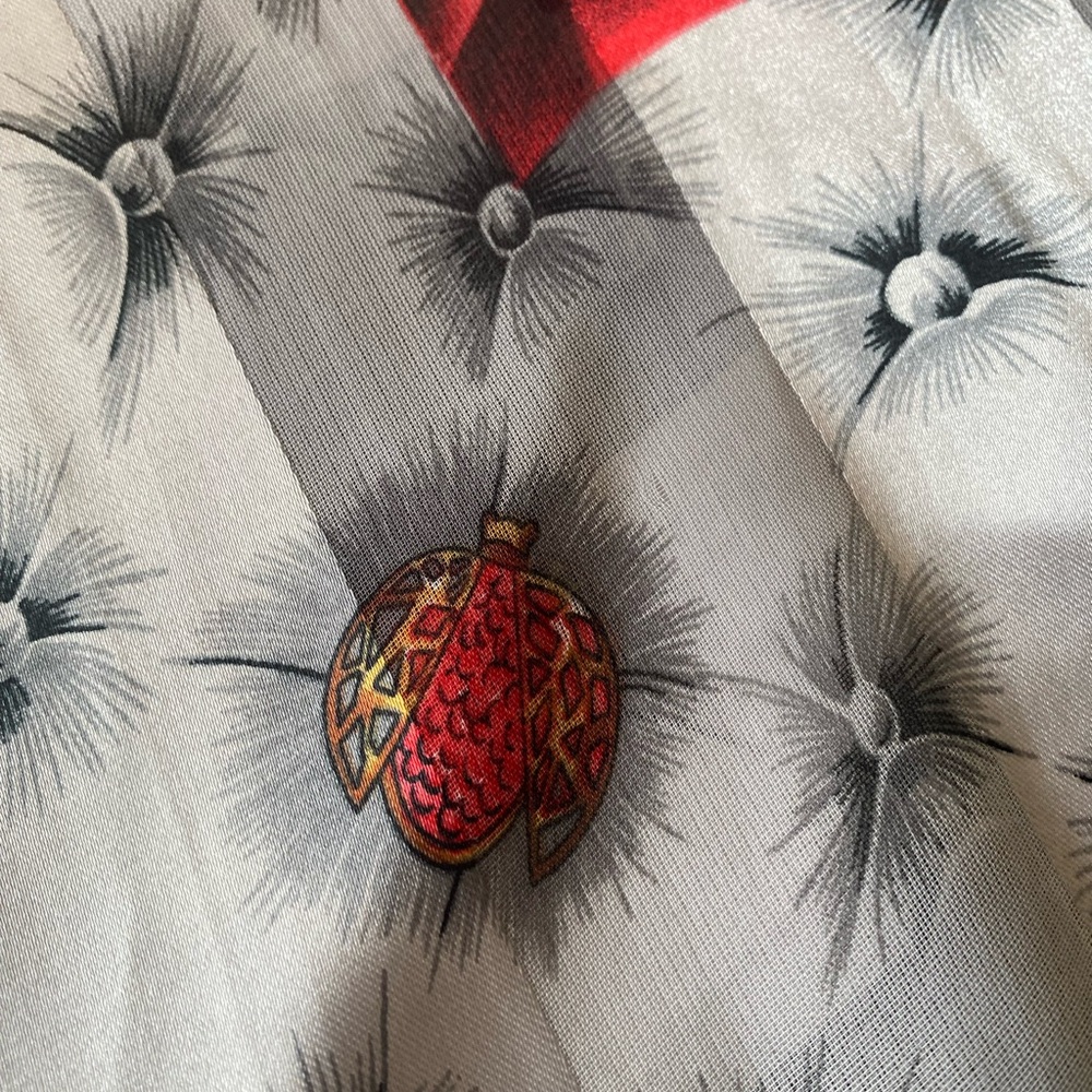 Large Red And Black Patterned Scarf - image 3